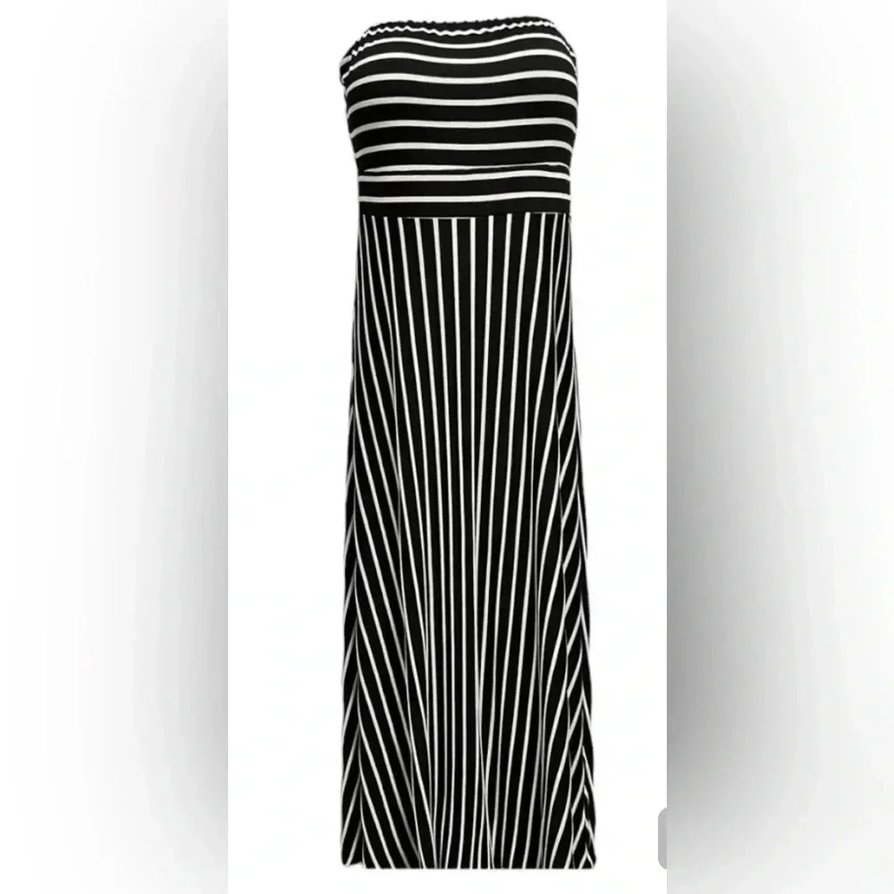 West Kei Black and White Strapless Dress